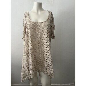 Vtg Dressbarn Top 2XL Crochet Tunic Festival Western Ranch Barn Hippie Cowgirl